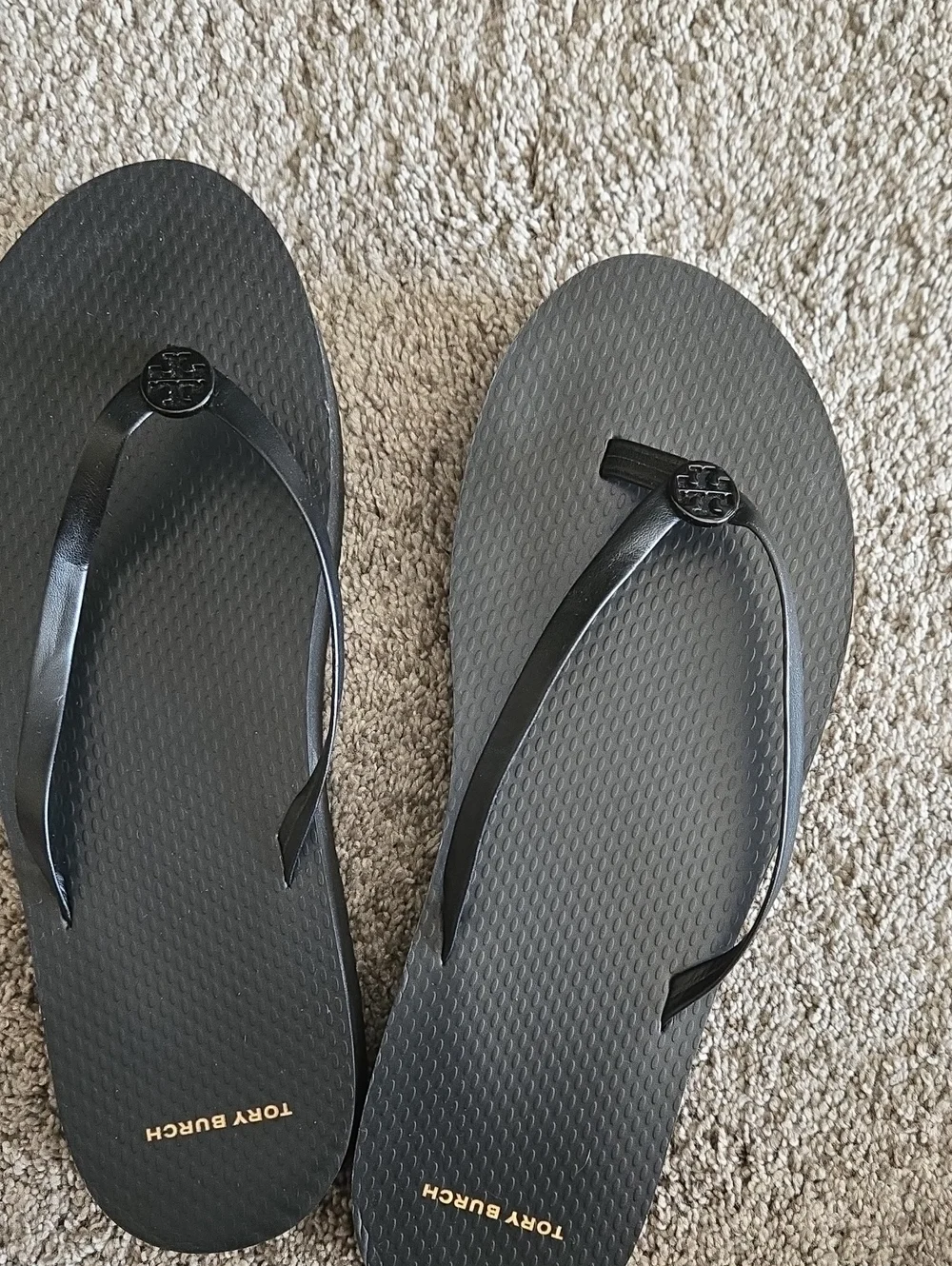 Tory Burch Black Flip Flop Sandals with Logo Accent - Women